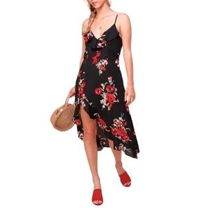 🌿LAST CHANCE🌿 Black Floral Spaghetti Strap Midi Dress Large